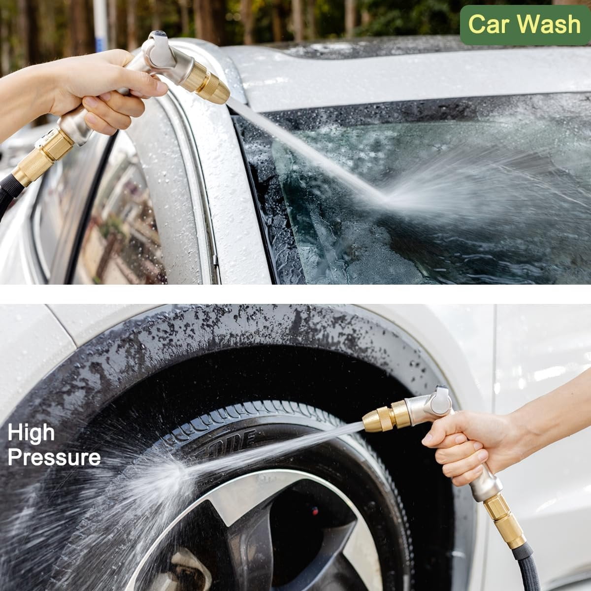 Professional Heavy Duty Garden Hose Nozzle,  Metal Thumb Control Water Nozzle with Brass Tip, High  Adjustable Water Hose Sprayer for Lawn &  Watering,  & Pet Washing