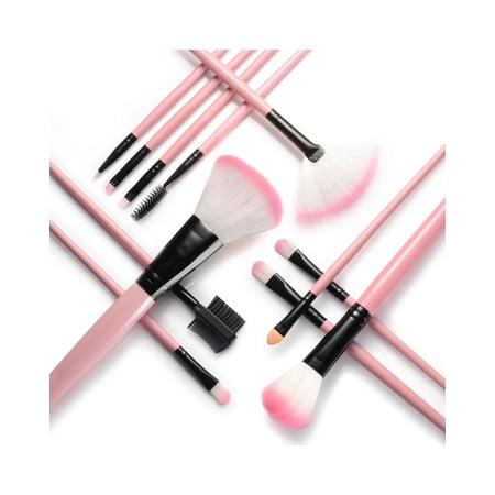 Zodaca 12pcs Makeup Brushes Brush Set Kit Professional Cosmetic Set Powder Foundation Eyeshadow Eyeliner Blush Contouring Blending Brush Set with Pink Storage Case