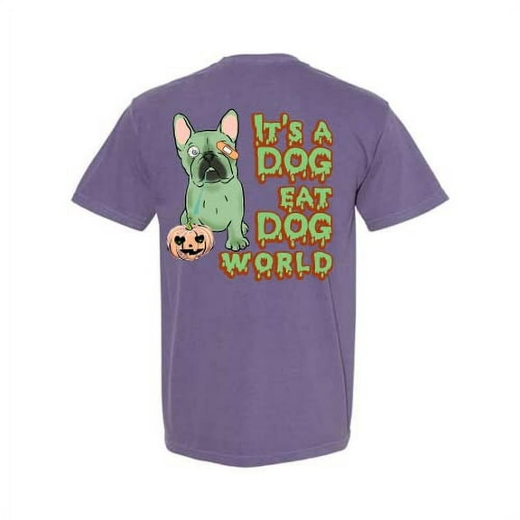 Squishy Faces It's a Dog Eat Dog World Halloween Unisex T-Shirt Gift for Bulldog Lovers, Stella - Medium