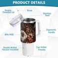 thumbnail image 4 of Leopard Cheetah Flowers 40 oz Tumbler with Handle Insulated&nbsp;Travel Mug&nbsp;Lid Straw Leak Proof Steel Vacuum Water Bottles Glasses Fits in Car Cup Holder, 4 of 7
