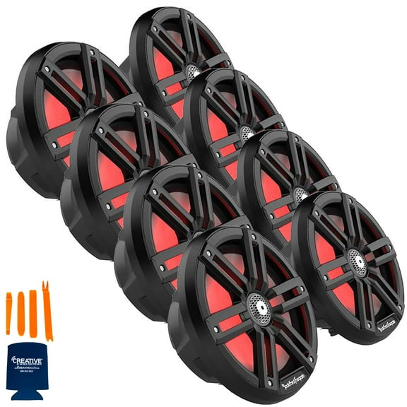 Rockford Fosgate 4 Pair M2-8B M2 Series 8" Color Optix Marine 2-Way System- Black & Stainless Grilles Included