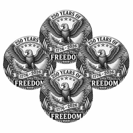 4th of July Round Placemats Set of 4 250 Years of Freedom Place Mats Independence Day Woven Placemat Black USA Flag Eagle Circle Braided Table Mat for Kitchen Dining Table Party Home Decor 15 Inch