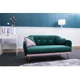 thumbnail image 2 of 58'' Loveseat Sofa, Velvet Accent Sofa with 2 Pillows and Side Pockets, Upholstered 2 Seater Couch with Solid Wood Legs, Modern Living Room Arm Sofa for Small Spaces, Light Blue, 2 of 7