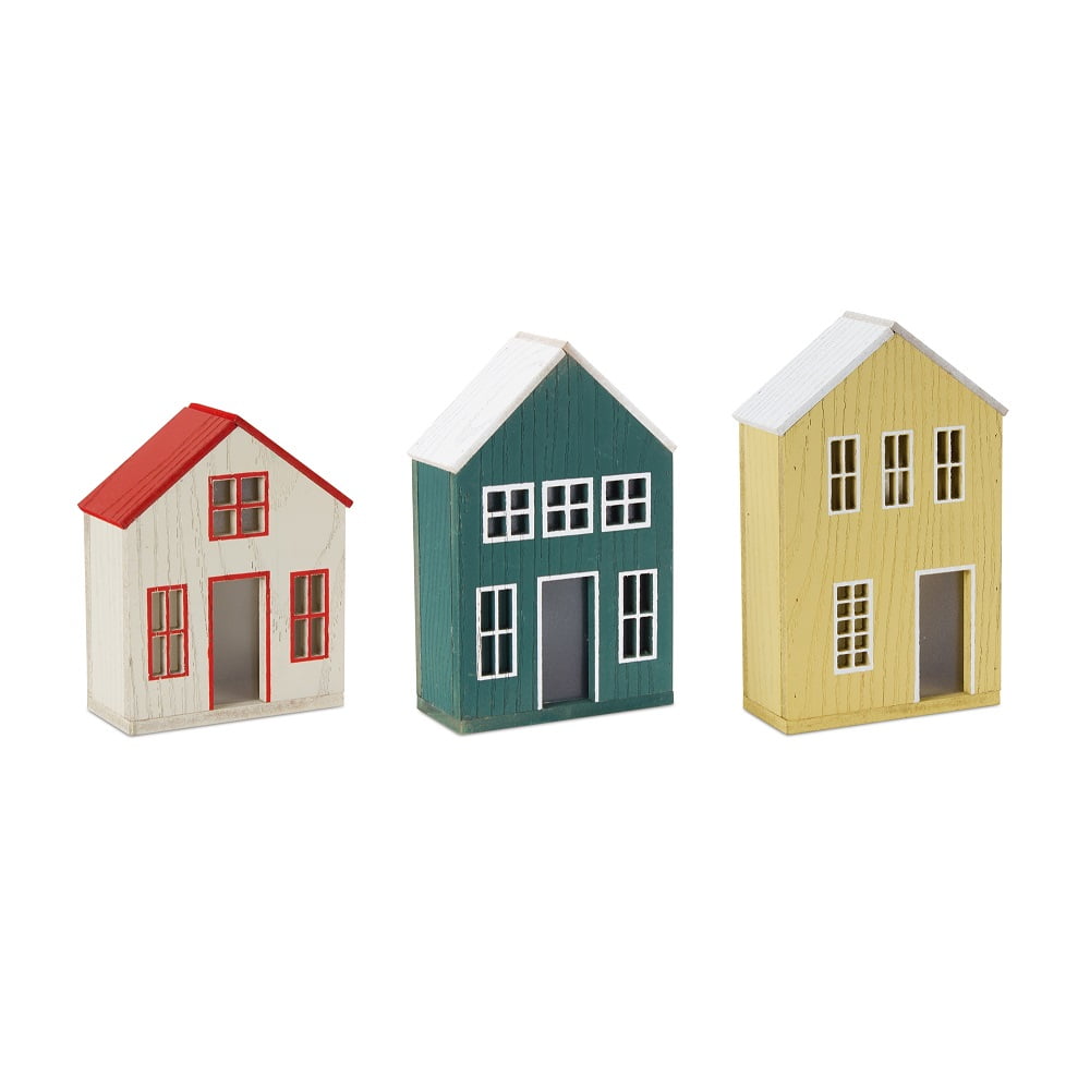 House with Timer (Set of 3) 6.75"H, 8.5"H, 8.75"H MDF