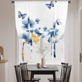 thumbnail image 3 of Navy Blue Floral Balloon Curtains for Bedroom/Front Door/Bathroom, Spring Flowers Butterflies Watercolor Tie Up Curtains 63 Inch Length Light Filtering Kitchen Curtains Shades for Windows 46"x63", 3 of 8