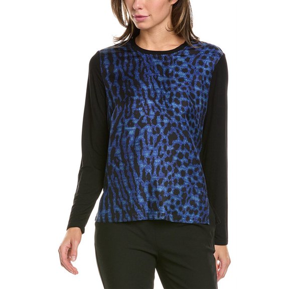 Kobi Halperin womens Ricki Mixed Media Silk Front Top, XL, Blue