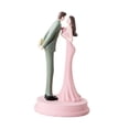 thumbnail image 2 of Estatua de pareja, figura de novios, moderna, de resina, romántica, para decorar tartas de boda. Rosa, 2 of 9