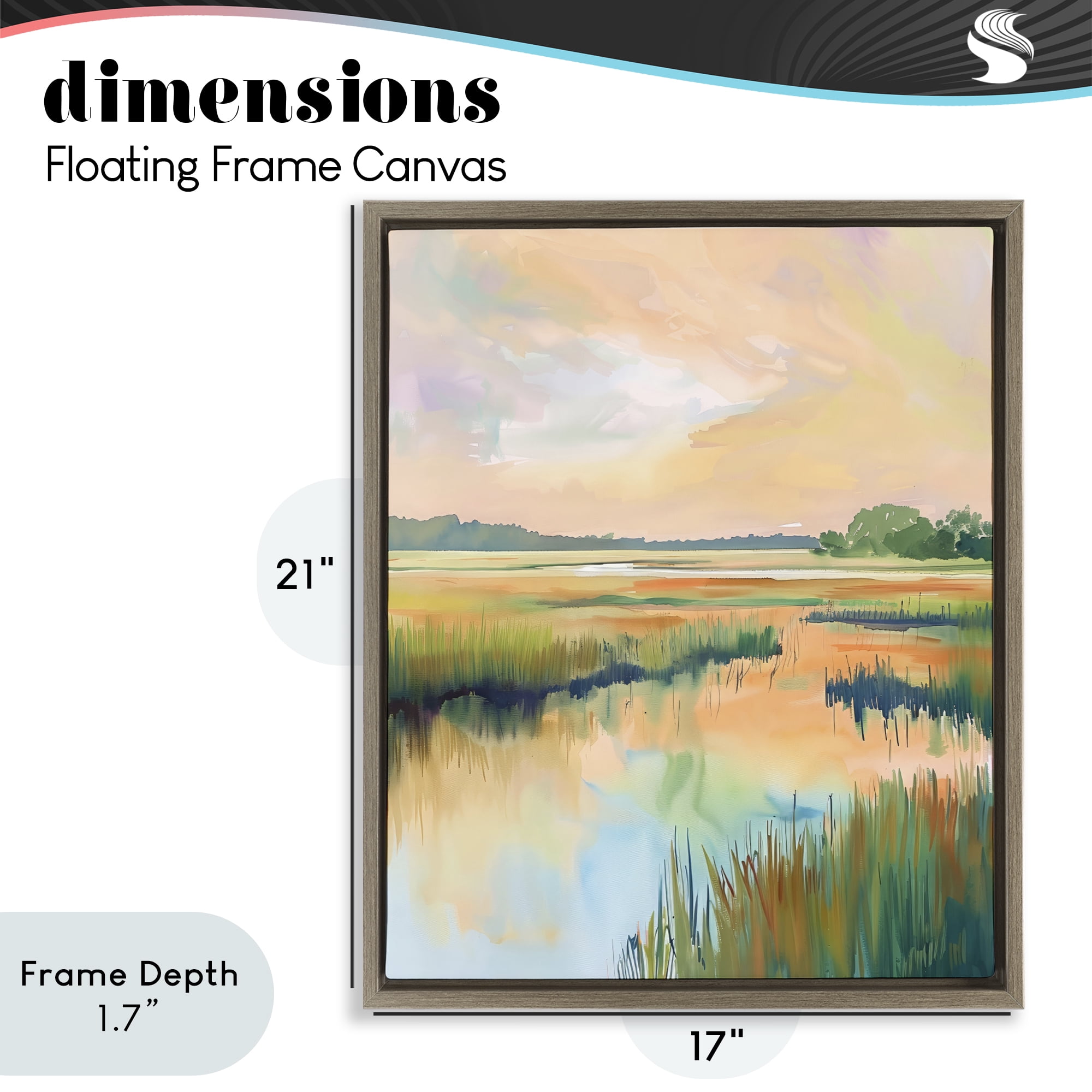 Stupell Industries Marsh Sunset over Tranquil Stream Brown Framed Floater Canvas Wall Art, design by LSR Design Studio