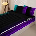 thumbnail image 3 of Erosebridal Futuristic Stripes Zipper Twin Comforter Sets with Fitted Sheet and 2 Pillowcases,Gradient Ombre Pattern Zipper Bedding Set,Teal Purple Black,Black Reversible, 3 of 6