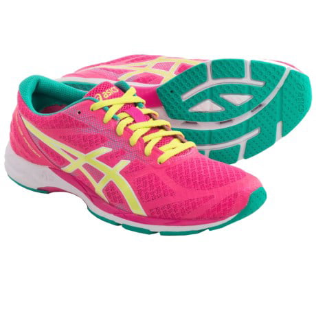 ASICS Women's Gel-DS Racer 10 Running Shoe, Pink/Sunny Lime/Emerald, 8 US -