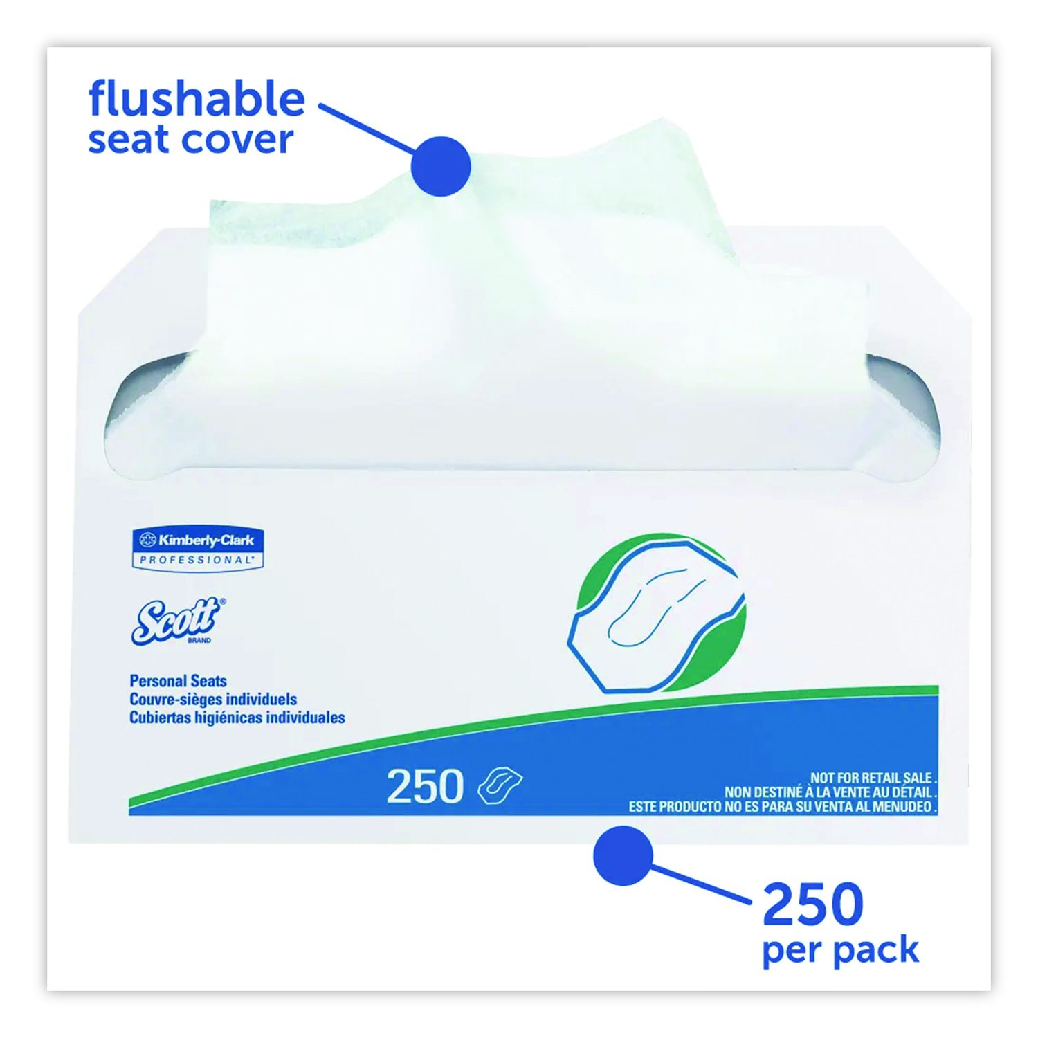 Scott® Personal Seats Toilet Seat Covers, 14.5 X 17, White, 250/pack, 20 Packs/carton