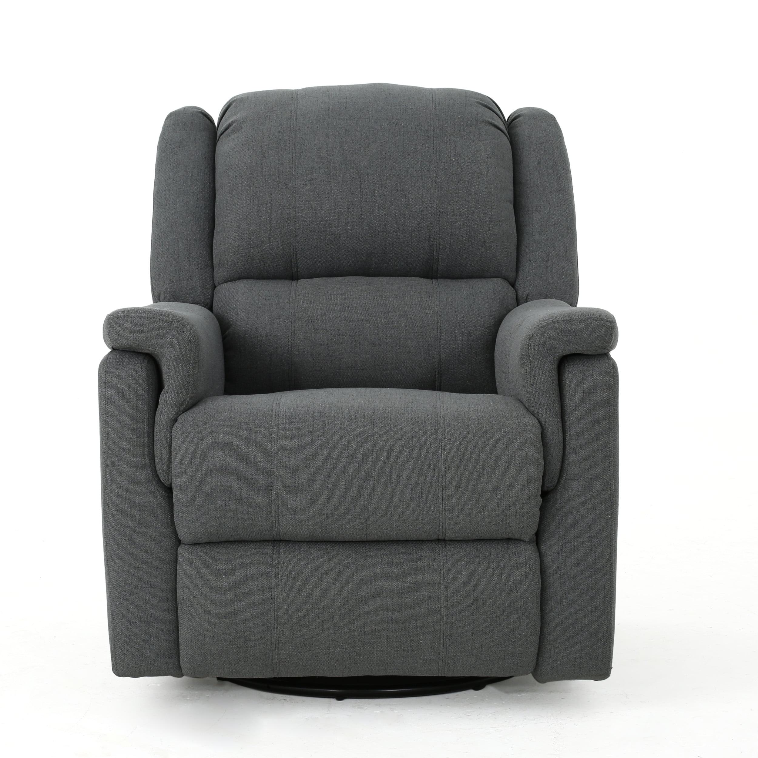 Euroco Charcoal Fabric Glider Recliner with Swivel, Manual Reclining Chair