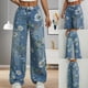 thumbnail image 4 of Women Wide Leg Jeans High Waist Baggy Jeans Casual Loose Boyfriends Jeans Denims Pants Blue XL, 4 of 5