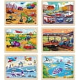thumbnail image 3 of SYNARRY 4-in-1 Wooden Puzzle Set for Kids Ages 3-8 , Large Vehicle , 60 pcs Each, FSC Certified Jigsaw Puzzles, 3 of 8