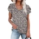 thumbnail image 4 of Camiseta de Manga Corta Suelta con Cuello en V Impresa, Blusa Casual para el Hogar Y el Uso Diario, 4 of 4