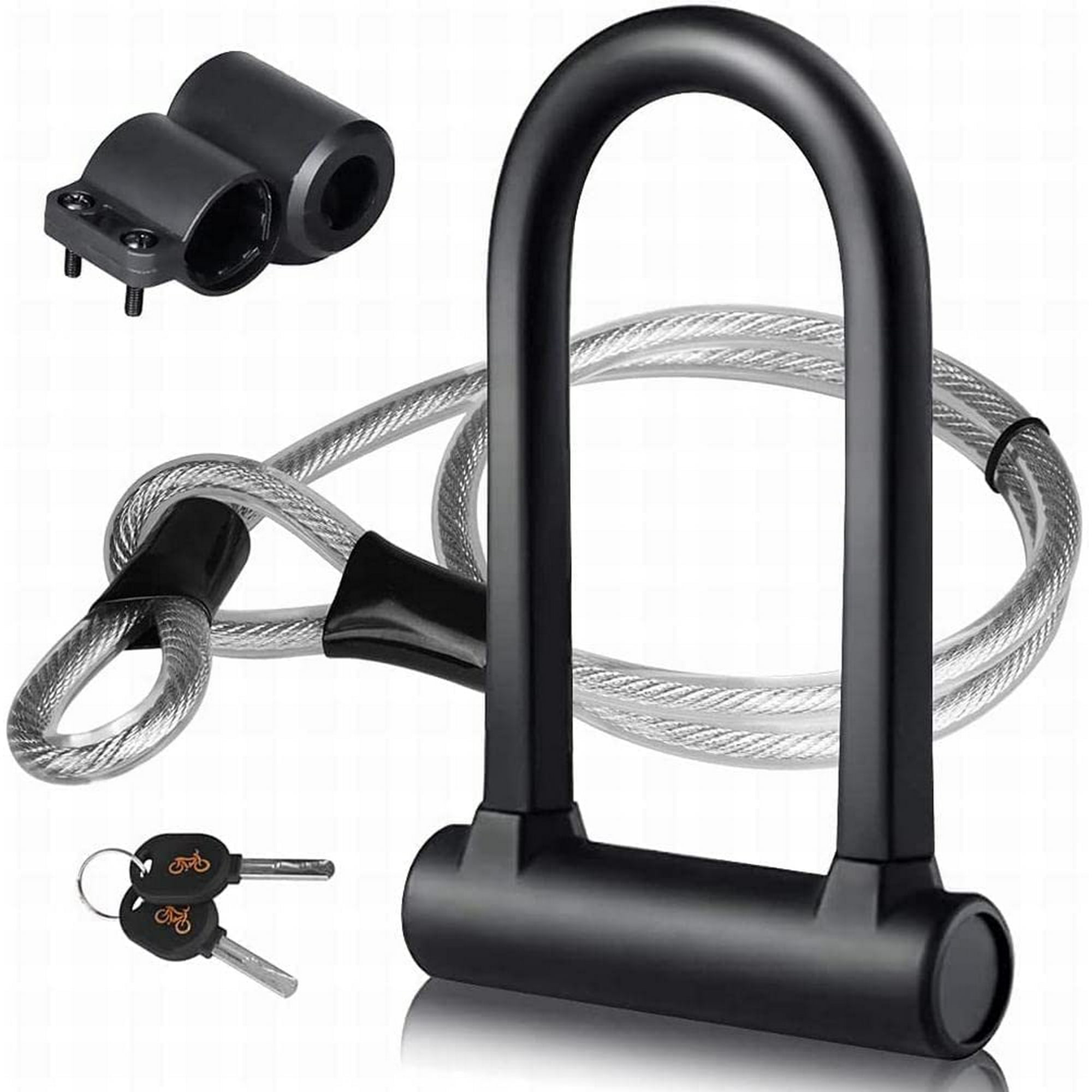 Bike Lock U Shaped Bike Lock with 1.2m Flex Steel Cable and Heavy Duty Mounting Bracket for Bikes Bicycles Scooters etc Walmart