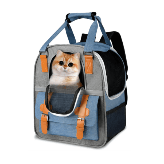 Transportadora Mochila Para Perro Malubero Azul Gris