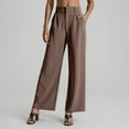 thumbnail image 2 of Pantalones de vestir de cintura alta y pierna ancha para mujer - Pantalones de trabajo con pliegues, elástico en la parte trasera y bolsillos laterales, 2 of 5