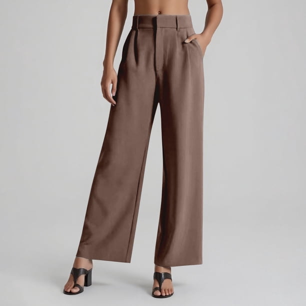WILLBEST Pantalones Casuales para Mujer, Pantalones Anchos de Pierna Ancha y Cintura Alta, para el Trabajo y Los Negocios, Ropa Informal. Chica