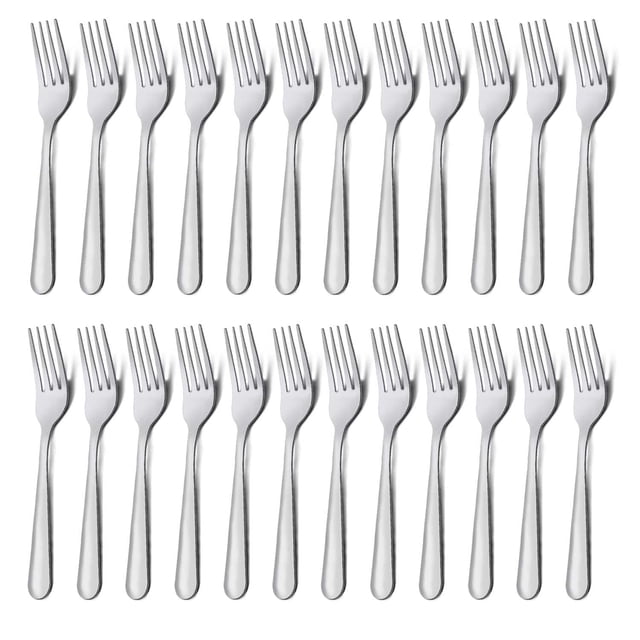 Juego de tenedores de mesa Unokit de acero inoxidable plateado, 24 piezas