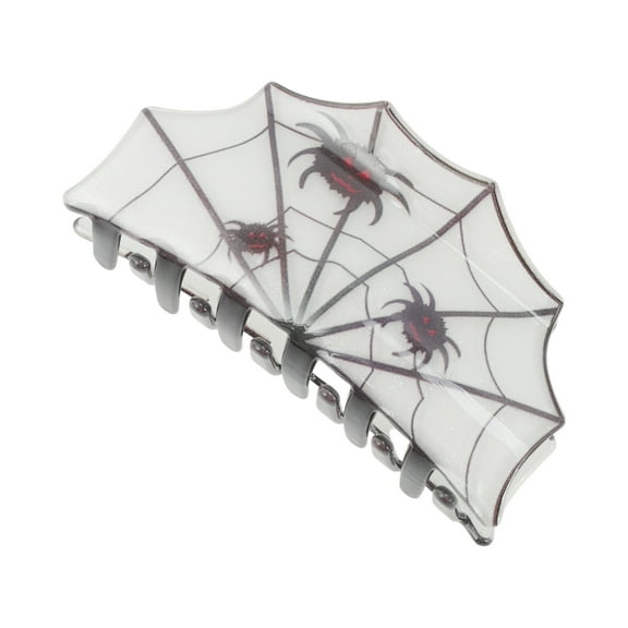 Unique Bargains 1 Pc Claw Clip Cute Halloween Spiderweb Design Hair Clip Black White