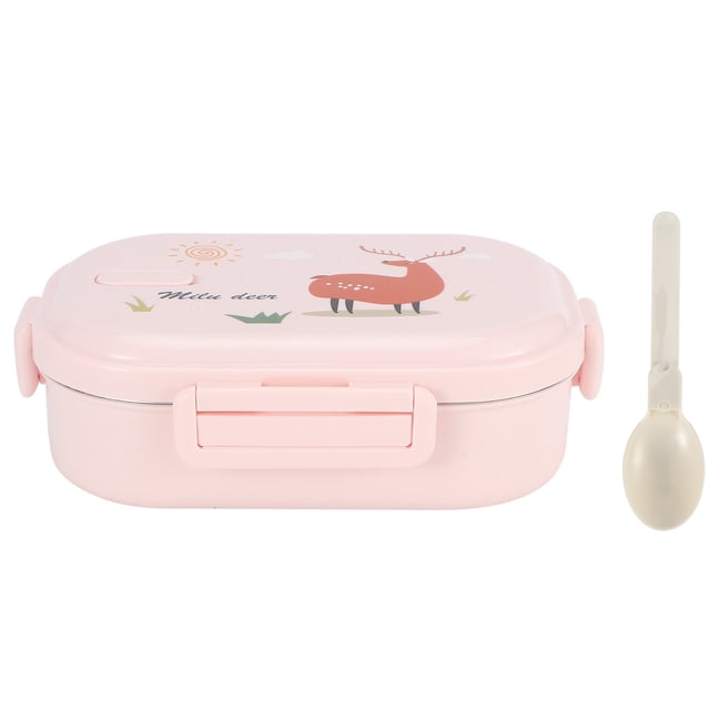 Fiambrera térmica de acero inoxidable a prueba de fugas, contenedor de comida japonesa para niños (rosa)