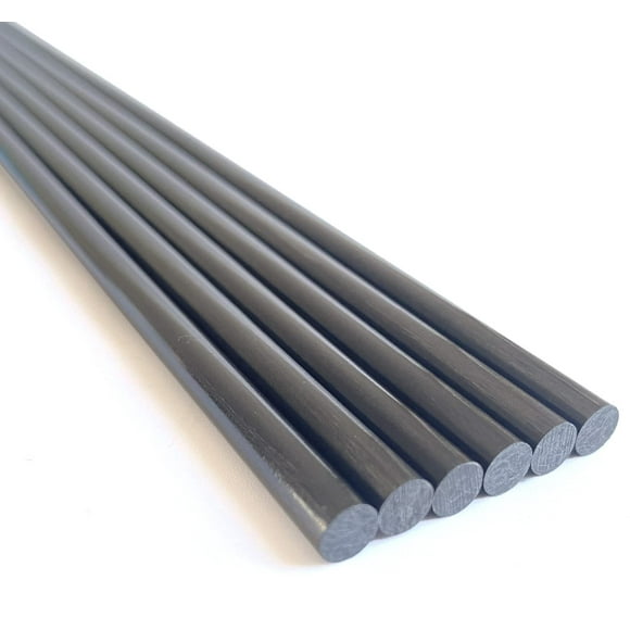 6 Pcs Tiges en Fibre de Carbone 5mm 5x420mm, Tube en Fibre de Carbone Solide (Pultration), 2/3/4/5/6/8mm Disponibles