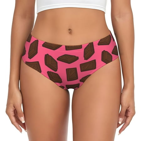 Chocolate Print Pink Womens Briefs Underwear  No Show Seamless Underwear for Women  Soft Stretch Women s Panties  Classic Hipster Panties Bikini Underwear Briefs for Ladies