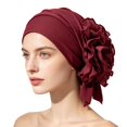 thumbnail image 4 of ZDNIXIAN Soft Stretch Turban Head Wrap with Side Ruffled Flower and Ribbon Decor Color Full Hair Cover Lightweight Fashion Headscarf for Daily Casual Occasions, 4 of 4