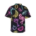 thumbnail image 3 of Men's Casual Short Sleeve Button Down Hawaiian Shirts,Neon Flamingo Banana Palm Trees Shirts Regular Fit Beach Summer Shirts with Front Pocket,L, 3 of 7