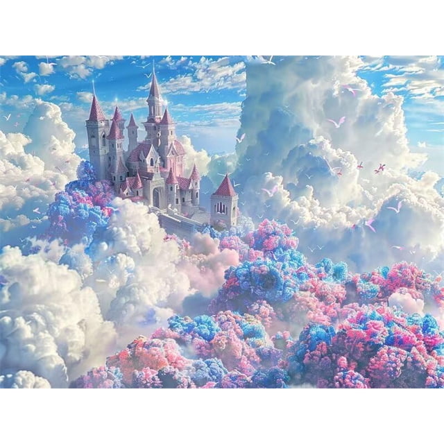 Cuadro de diamantes con temática de castillo, estilo fantasía, set de arte de diamantes para adultos, set de manualidades de pintura de diamantes 5D, pintura de diamantes DIY, 30*40 cm sin marco.