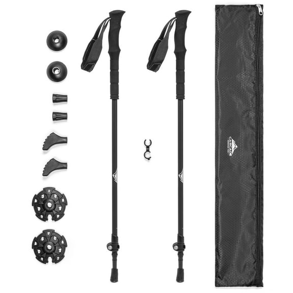 Cascade Mountain Tech Ultralight Carbon Fiber Quick Lock EVA Grip Trekking Poles, Walking or Hiking