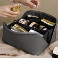 thumbnail image 6 of PU Leather Cosmetic Storage Bag, Large Capacity Travel Wash Bag, Portable Women Makeup Pouch, Multiuse Organizer for Toiletry Makeup Brush Bathroom Storage, 6 of 6
