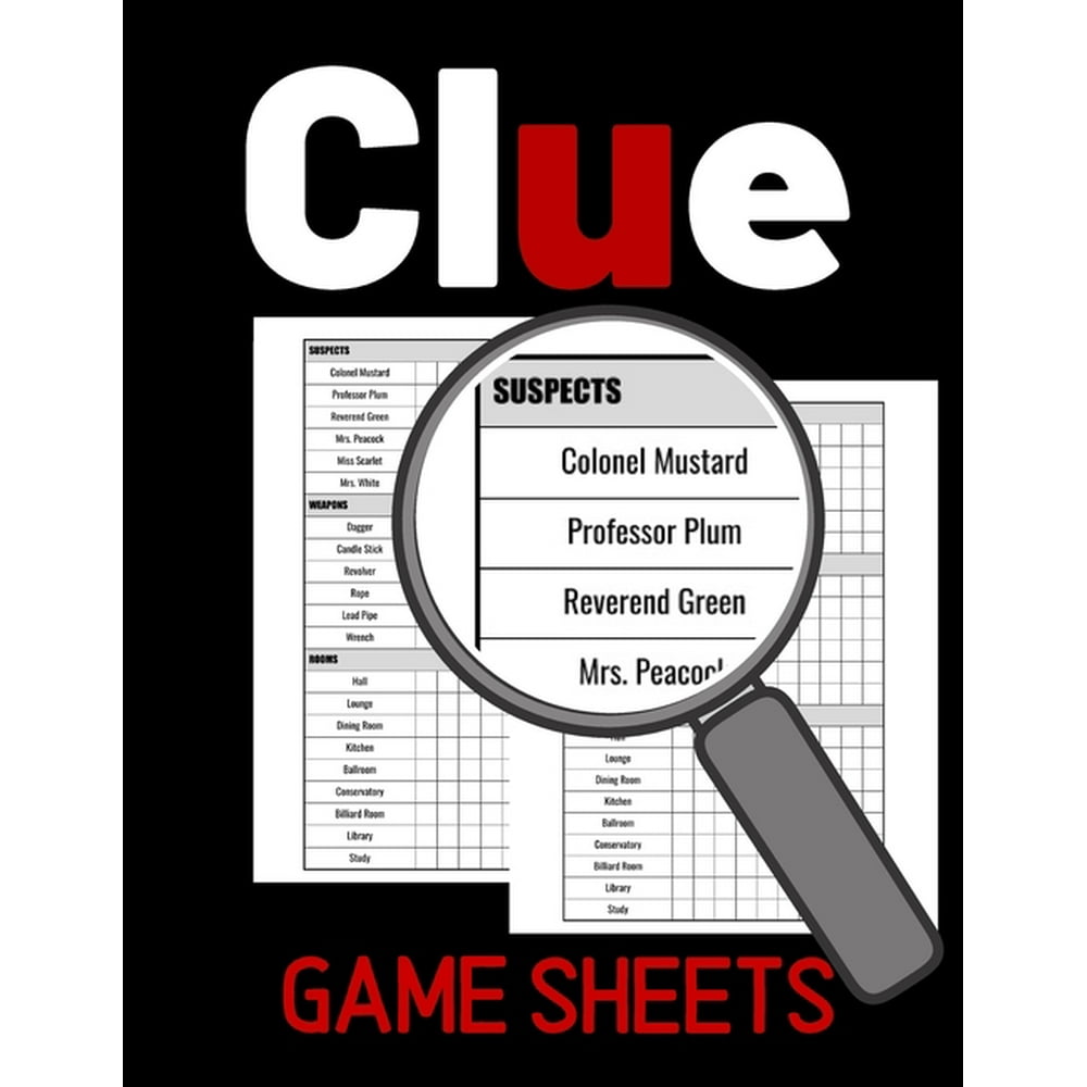Clue Game Sheets Score Score Sheet For Tracking Your Favorite