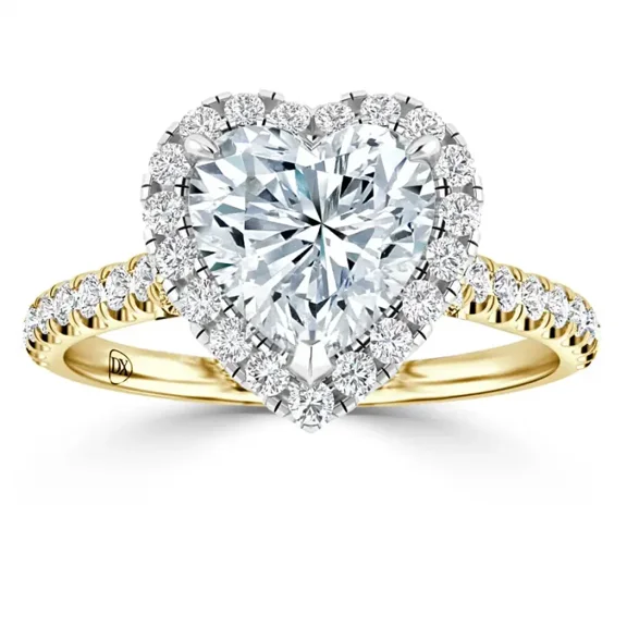 OM-RE 1 Carat Heart Cut Diamond Solitaire Engagement Ring in 10k Gold