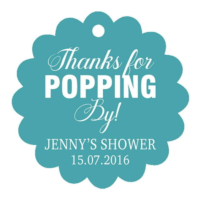 100 PCS Personalized Baby Shower Favors Tags Custom Quote Thank You For Popping By Baby Shower Gift Hang Tags