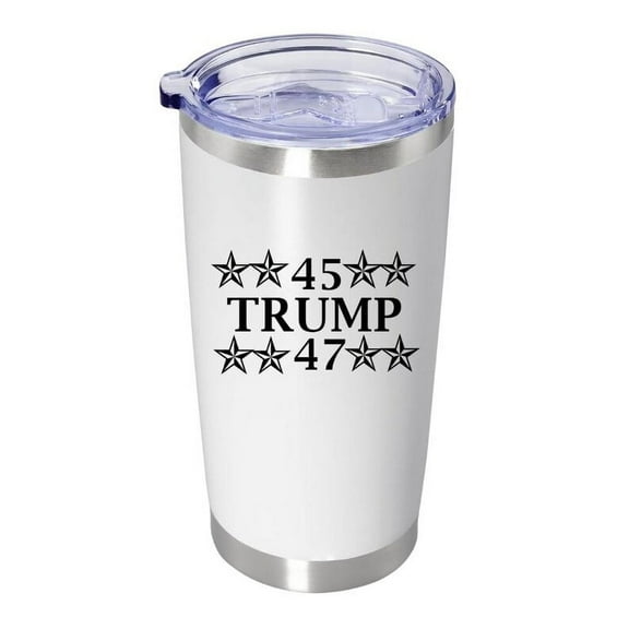 Stainless Steel Engraved 20oz Tumbler 45 47 Cup Unique Funny Birthday Gift Graduation Gifts for Women Donald Trump US President Valentines Day Boyfriend - White