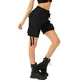 thumbnail image 6 of Omthaka Women's Cotton Casual Multi-Pockets Relaxe-Fit Twill Bermuda Cargo Shorts Black 18, 6 of 7