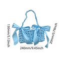 thumbnail image 4 of Bolso Punto Ganchillo Con Lazo para Mujer Hombro Color Sólido La Cita (claro) Azul, 4 of 6