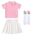 thumbnail image 4 of Odeerbi Niñas 3 Piezas Preppy Vestido Tenis Camisa de Golf y Falda Plisada Con Set de Uniforme de La Escuela de Las Medias, 4 of 9