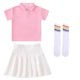thumbnail image 4 of Odeerbi Niñas 3 Piezas Preppy Vestido Tenis Camisa de Golf y Falda Plisada Con Set de Uniforme de La Escuela de Las Medias, 4 of 9