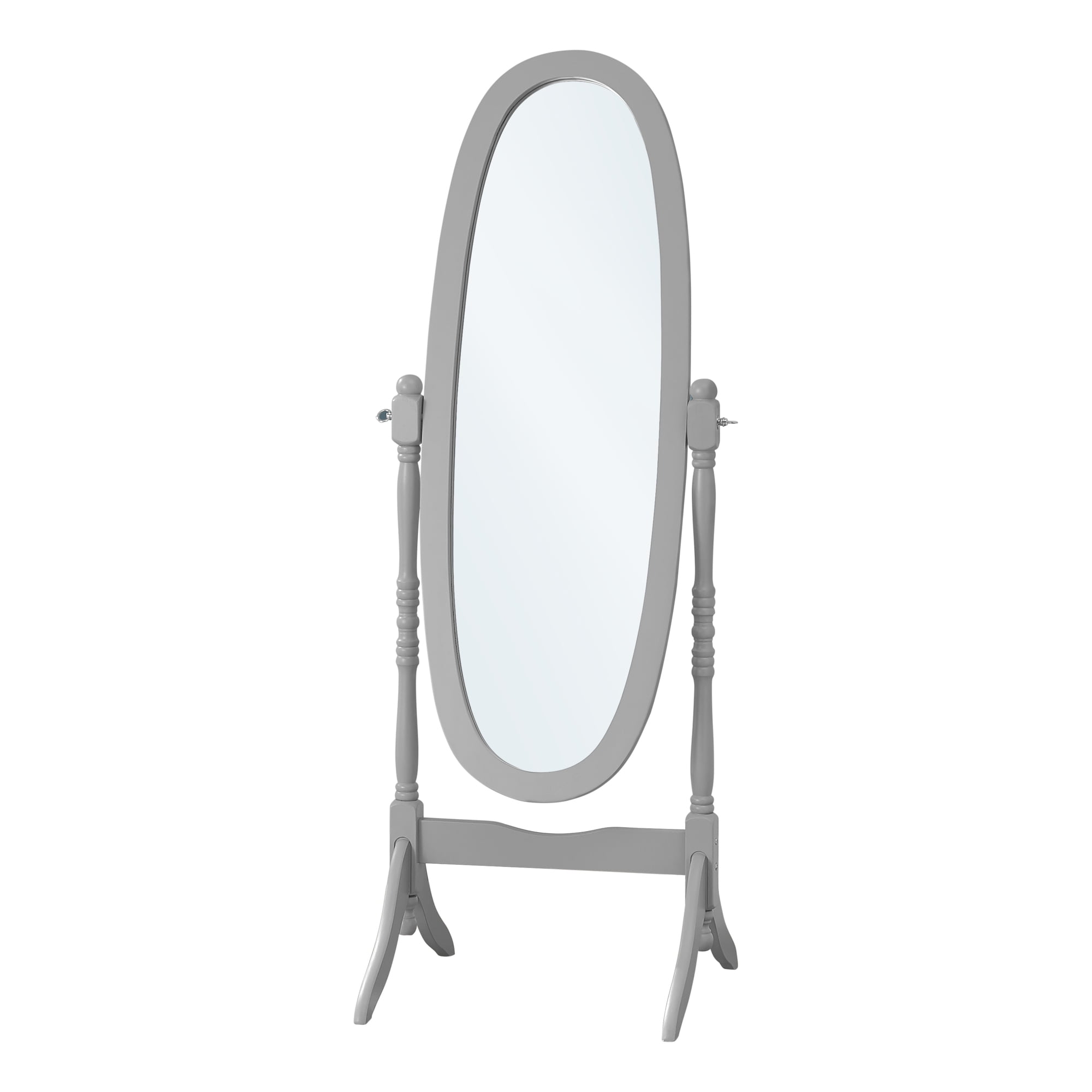 4.75' Gray Oval Wooden Framed Free Standing Mirror