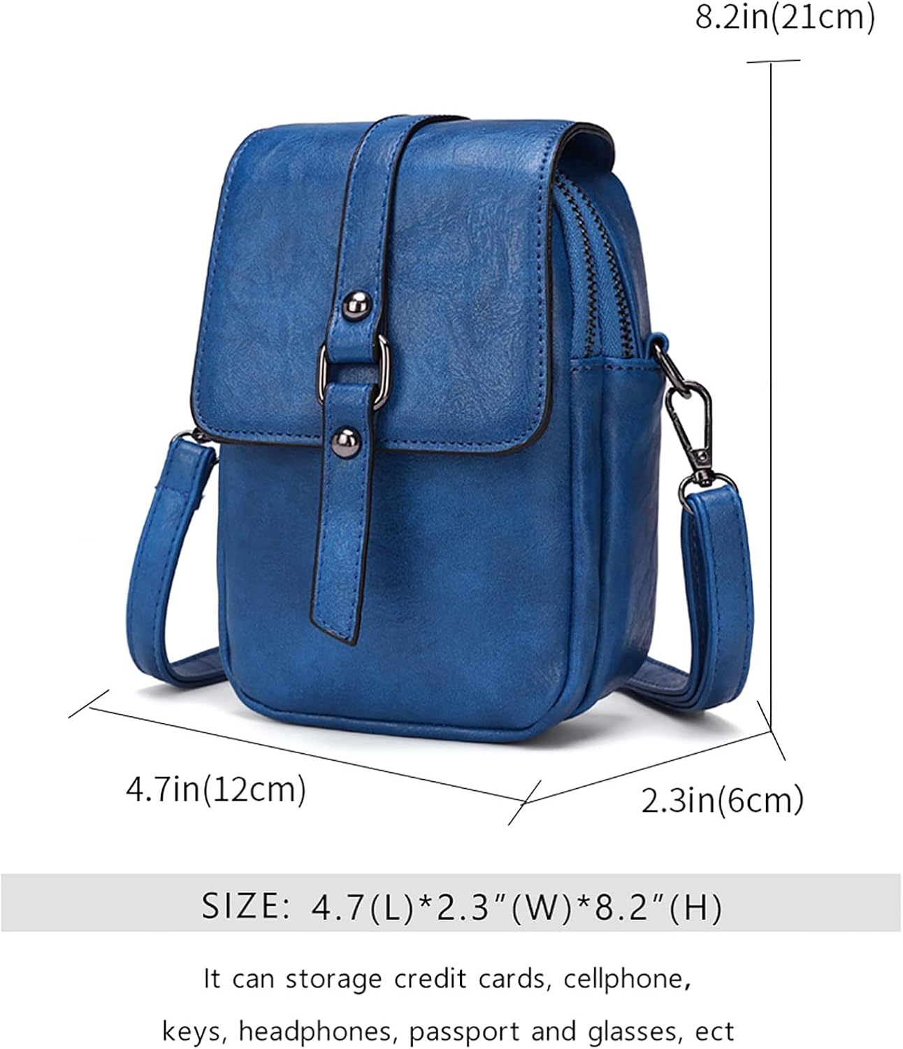Kwuty Vintage Crossbody Phone Bag for Women, Small PU Leather Shoulder Purse and Handbag with Tassel&Rivet Decoration