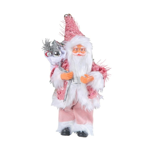 Figuras navideñas de Papá Noel, decoración navideña de mesa, coleccionables, cumpleaños Rosa