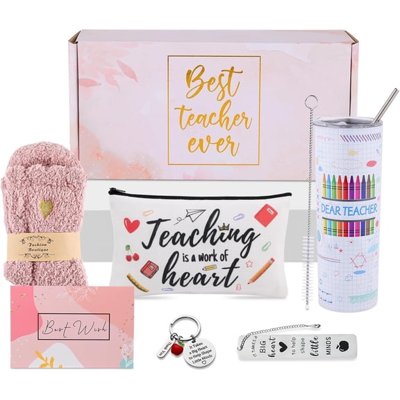 Best Teacher Appreciation Gifts Set Box,20 oz Insulated Tumbler for Women,Funny Thank You Mothers Day Gifts for Teachers