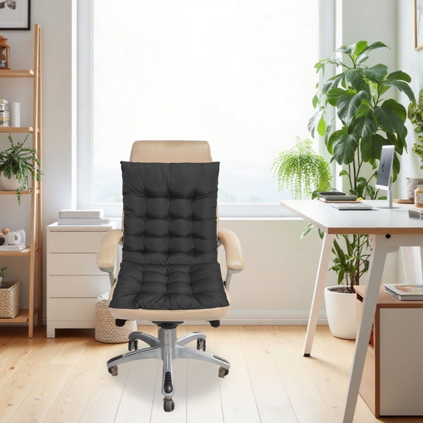 EazyTech High Back Seat Cushion for Indoor Outdoor, One-Piece Rocking Chair Cushions Lounger Chair Pad for Garden Patio Office Dorm Chair Black