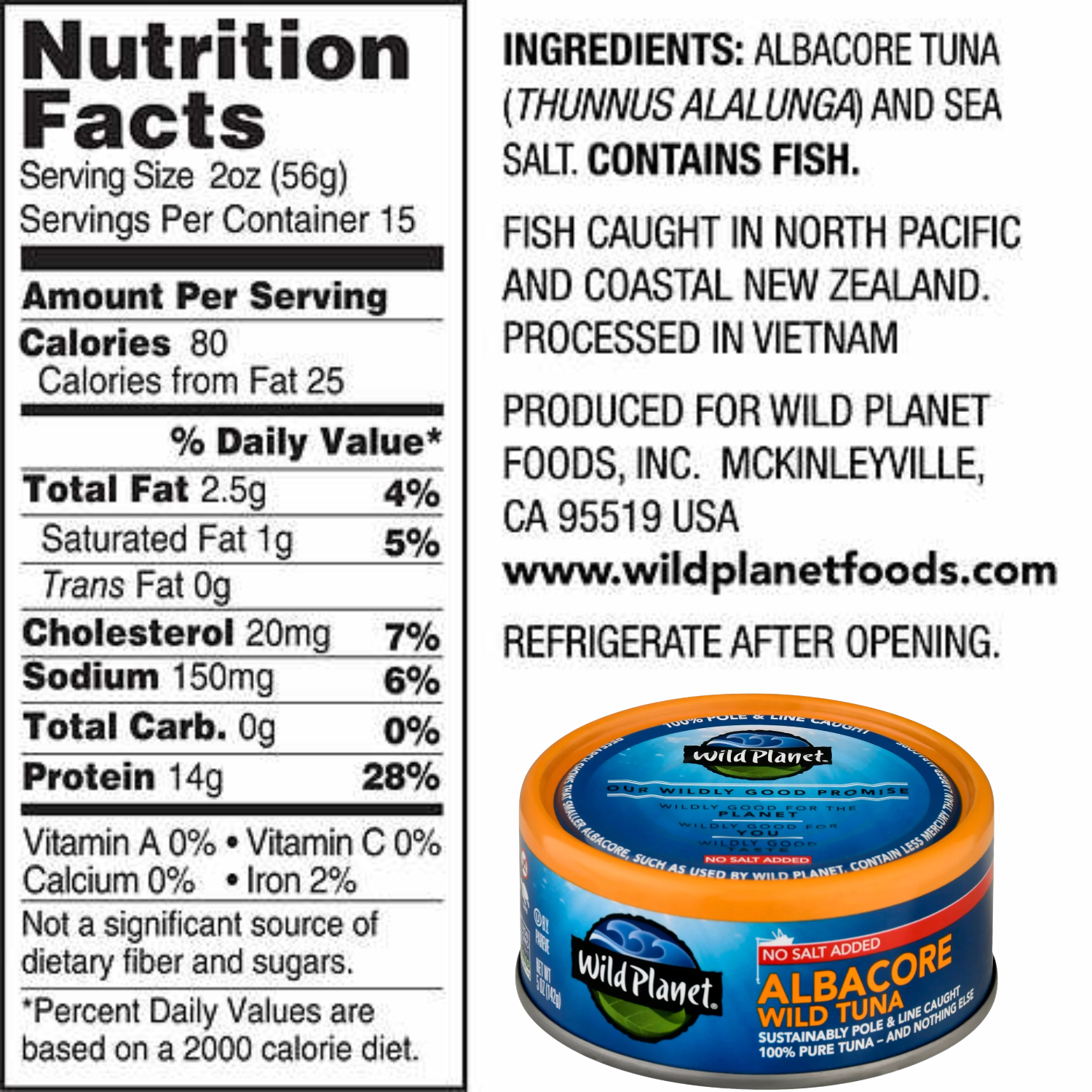 Wild Planet Albacore Wild Tuna 5oz Cans, Sea Salt White Tuna Steak Gluten Free DHA Omega 3 Keto & Paleo Friendly Ready to Eat Fish Gourmet Great for Salad Pasta or Entrée with Savory Flavor Pack of 6