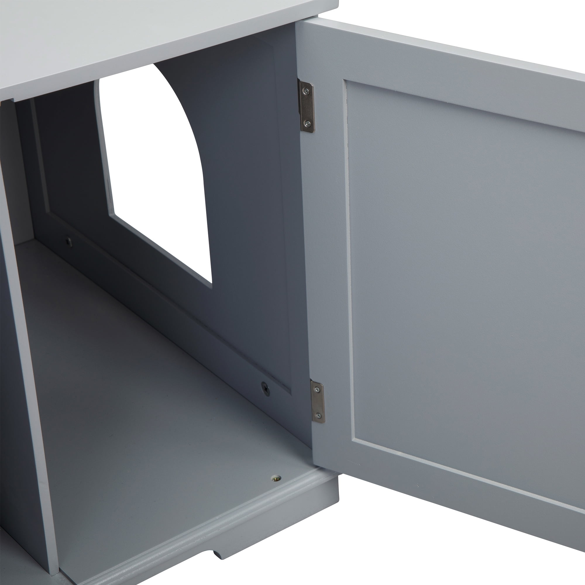 Pefilos 33" Large Cat Litter Box Enclosure Furniture, Wooden Washroom Cat House for Living Room, Bedroom, Bathroom with Magazine Rack, Gray Pefilos 33" Large Cat Litter Box Enclosure Furniture, Wooden Washroom Cat House for Living Room, Bedroom, Bathroom with Magazine Rack, Gray