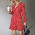 thumbnail image 6 of Fesfesfes Women Dress Fall Ruffles V-Neck Printed Long Sleeve Casual Dress Plus Size $10, 6 of 8