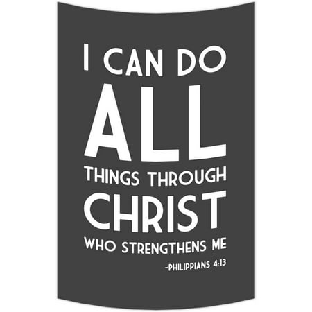 ZKGK I Can Do All Things Through Christ Who Strengthens Me Tapestry Wall Hanging Wall Decor Art for Living Room Bedroom Dorm Cotton Linen Decoration 90x60 (Best Things For A Dorm Room)